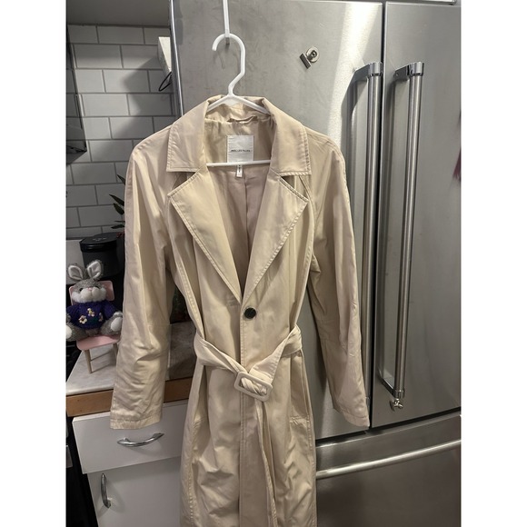 Avec Las Filles Trench Coat Removable Hood SzM Work Brunch Business Jeans Nwot - Picture 6 of 12